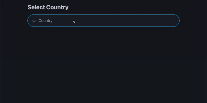 Country selection after clearing previous results